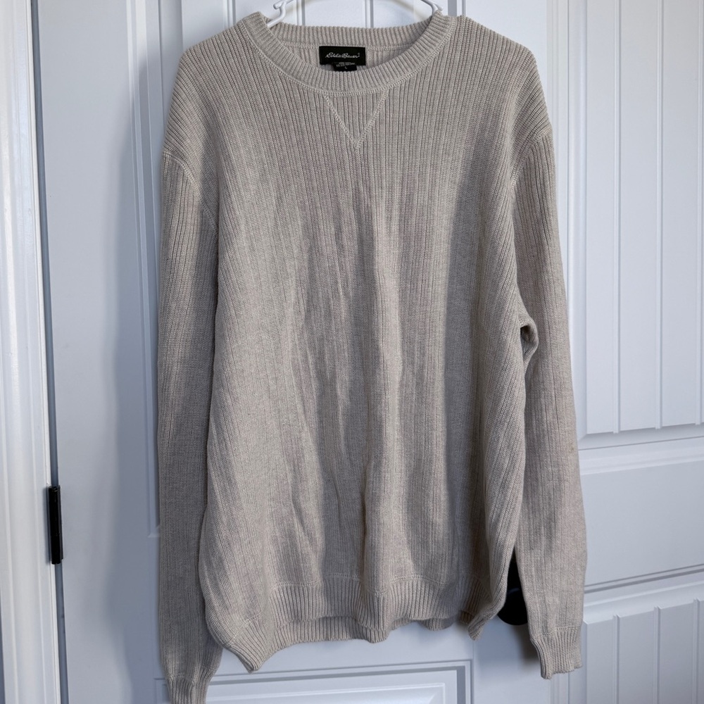 Eddie Bauer Men's Beige Crewneck Sweater